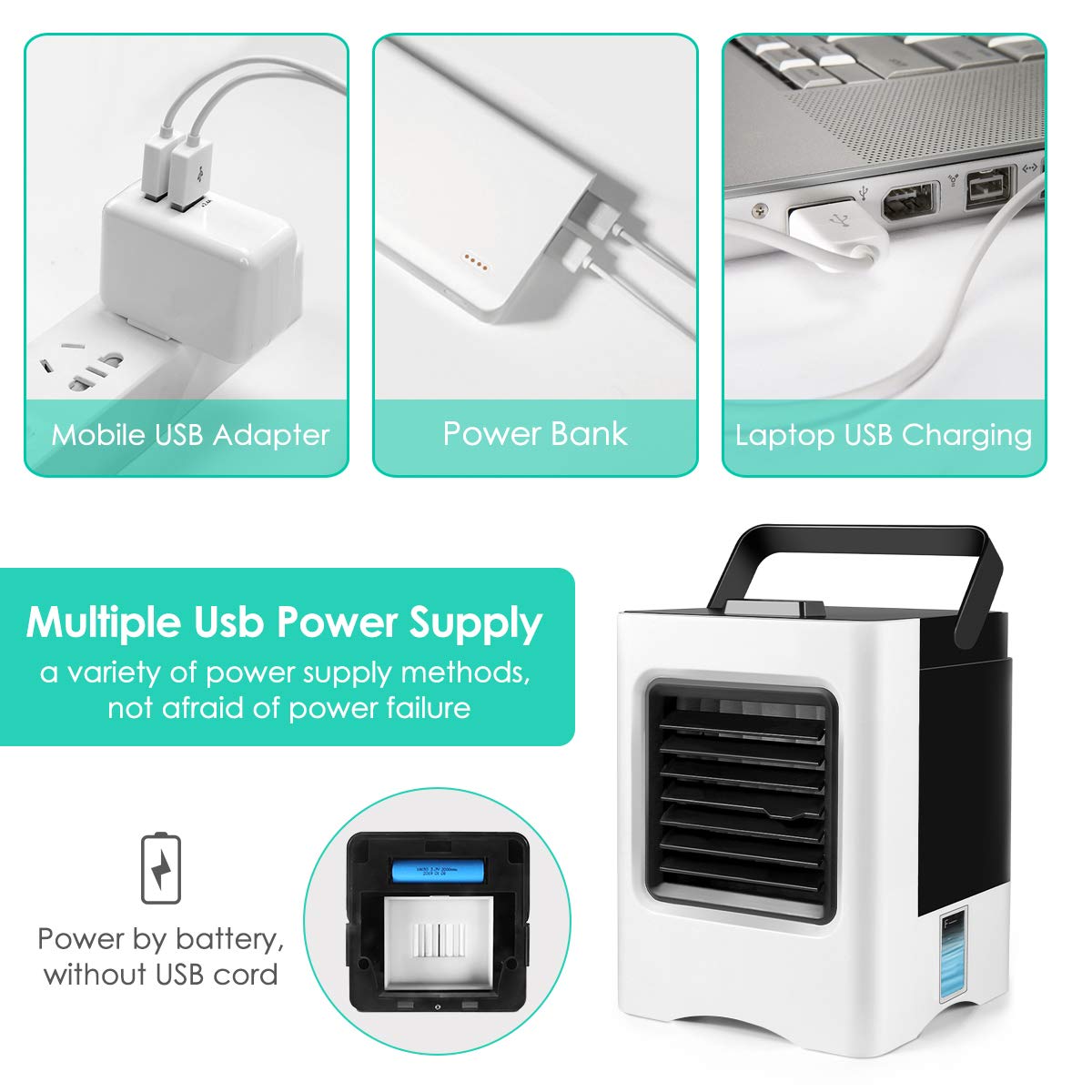 3-in-1 USB Desktop Cooler — Fan, Humidifier & Purifier