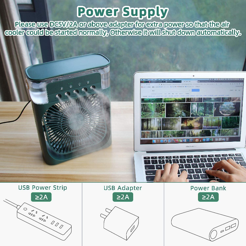 3-in-1 USB Desktop Cooler — Fan, Humidifier & Purifier
