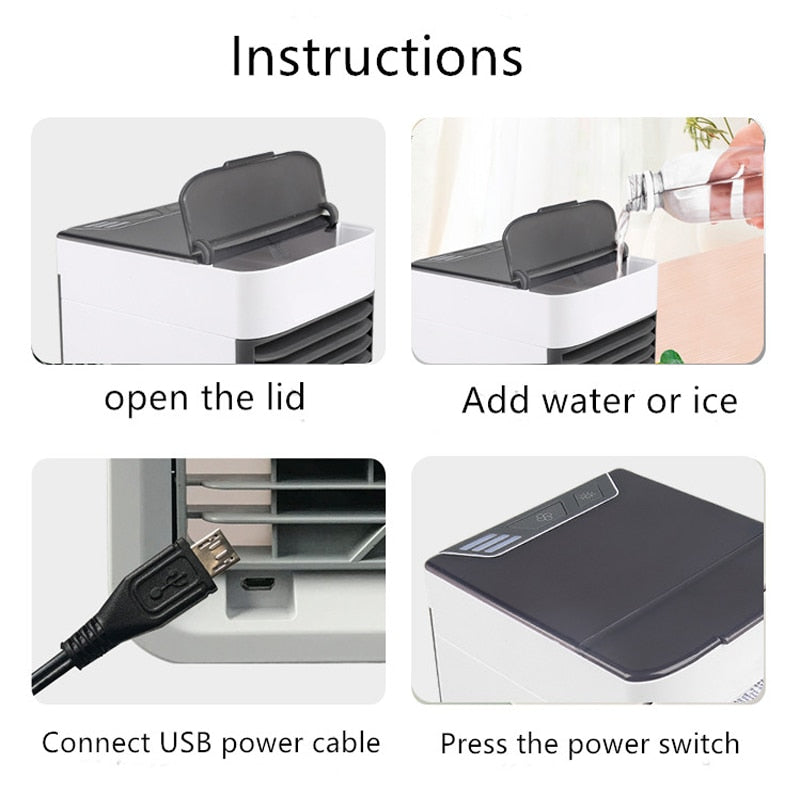 Mini Desktop Cooler with LED Lights