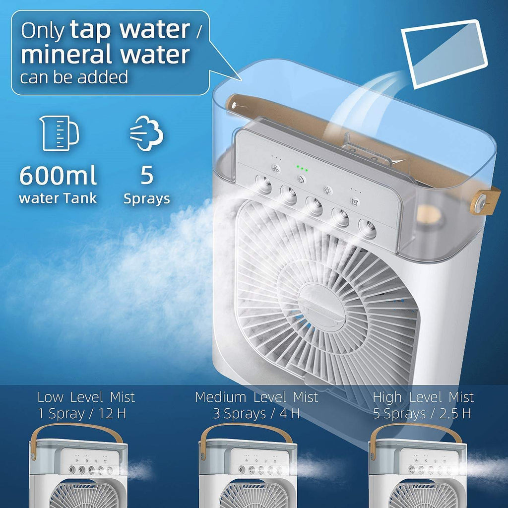3-in-1 USB Desktop Cooler — Fan, Humidifier & Purifier