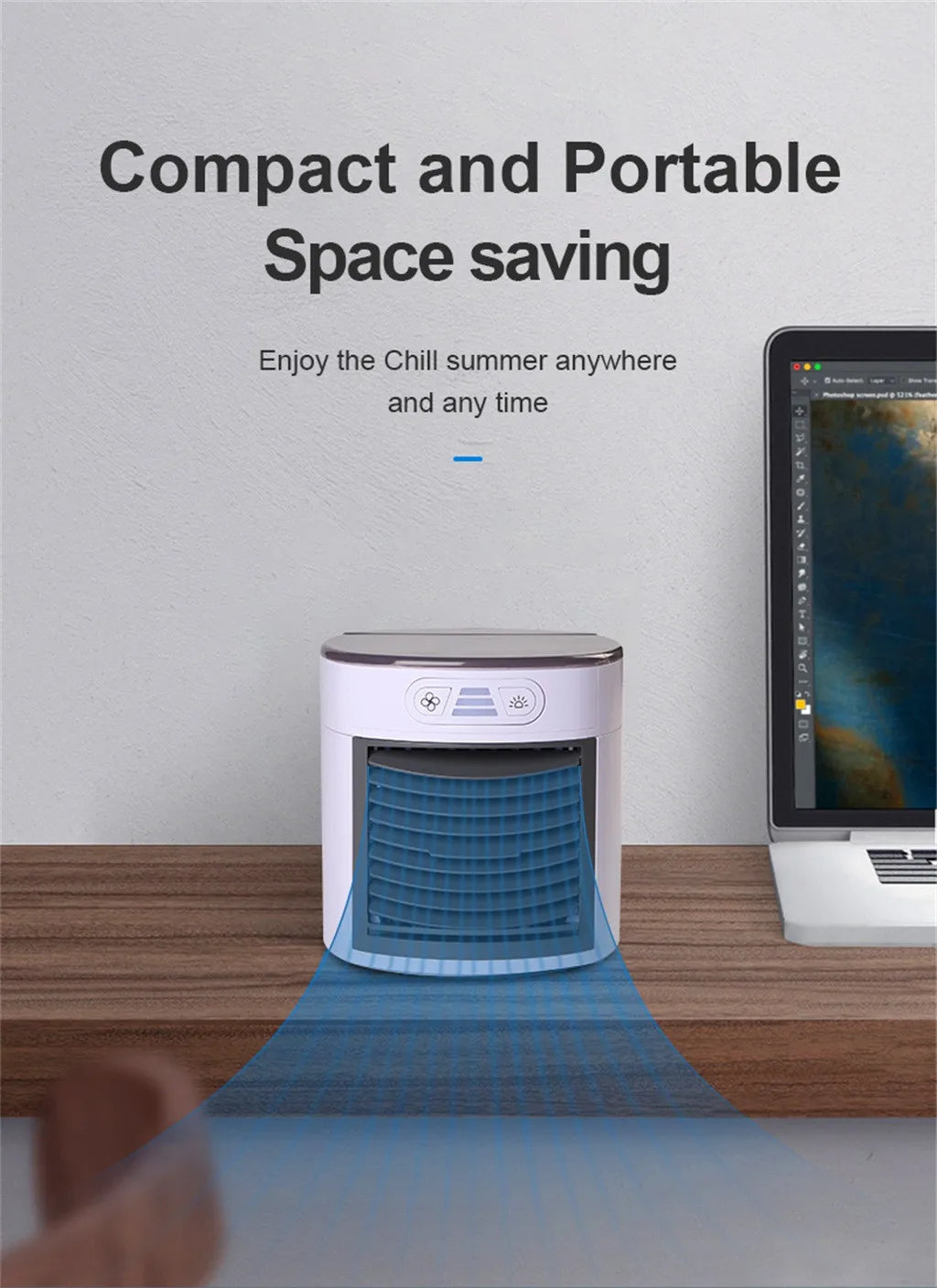 3-in-1 USB Desktop Cooler — Fan, Humidifier & Purifier