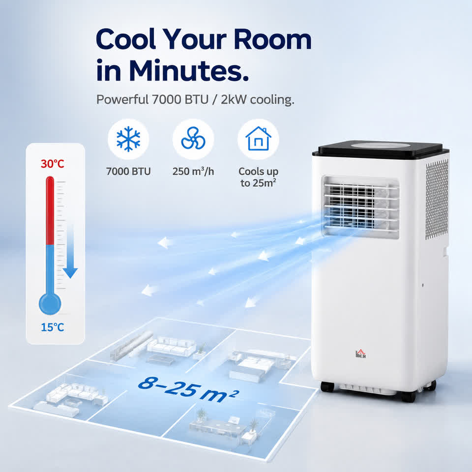 Klimo ArcticWave Portable AC — 7000 BTU True Air Conditioner