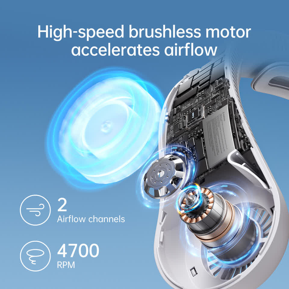 Klimo BreezePro Neck Fan — 5000mAh Ultra-Quiet Bladeless